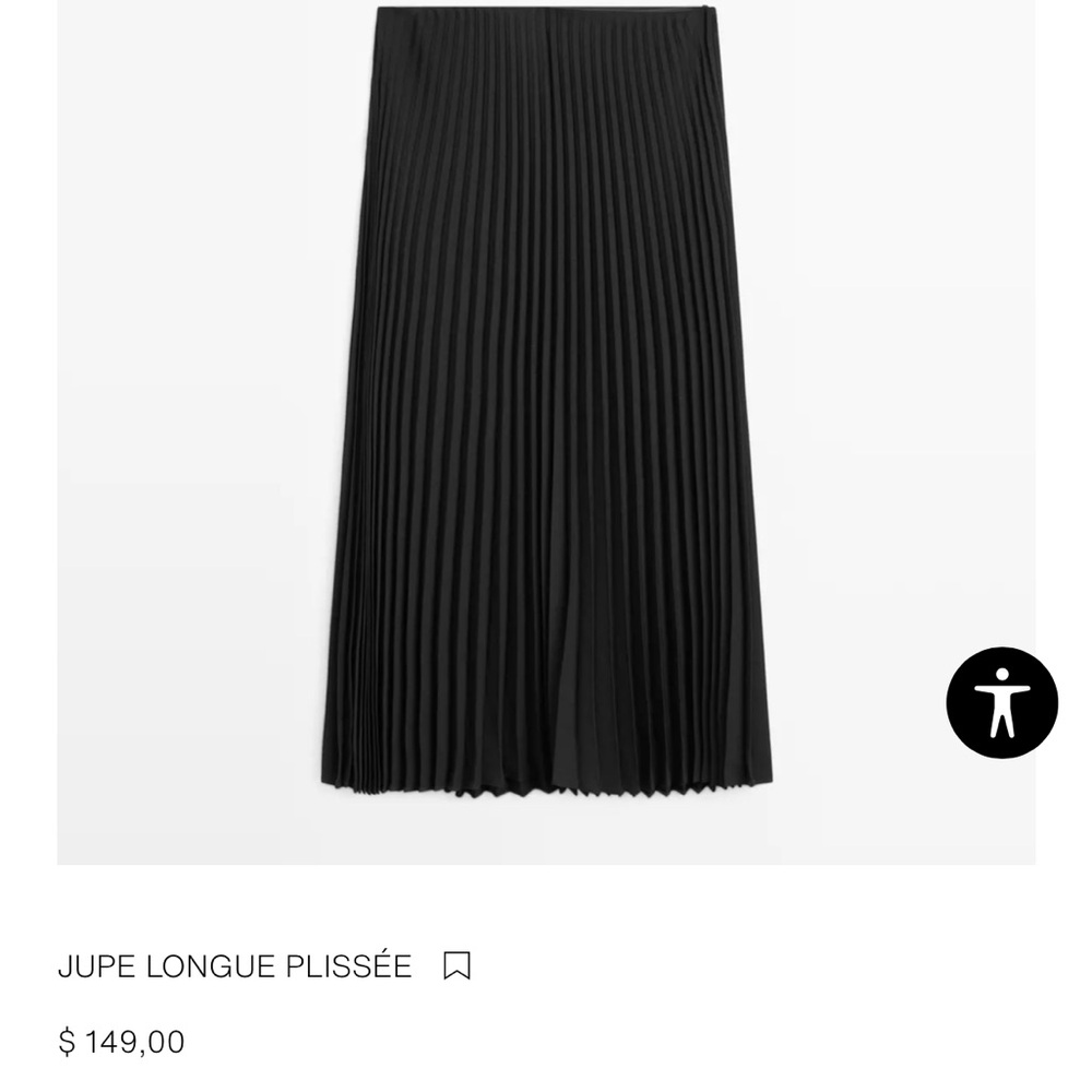 Long Zara Black Pleated Skirt size XS